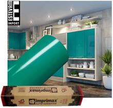 Adesivo Envelopar Armario Cozinha 50cm X 5m - Verde turquesa