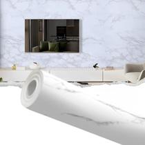 Adesivo Estampado Mármore Branco 10M Cozinha Banheiro Sala Colante Papel de Parede - Papel de Parede Mármore Branco