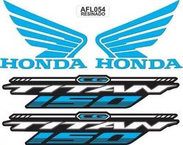 Adesivo Faixa Lateral Resinado Moto Cg Titan 160 Azulciano