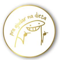 Adesivo "Flork Pra ajudar na dieta" - Ref.2149 - Hot Stamping - Dourado - 50 unidades - Stickr - Rizzo