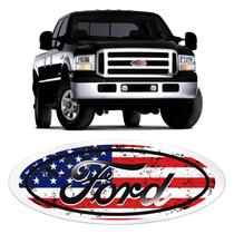 Adesivo Ford Oval Grade F-250 Bandeira EUA Emblema Resinado