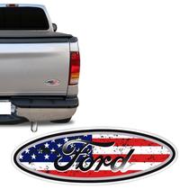 Adesivo Ford Oval Traseiro F-250 Bandeira EUA Resinado