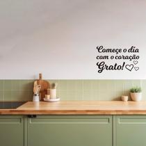 Adesivo Frase Comece o Dia com o Coração Grato Porta Parede Decoração Fácil