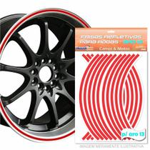 Adesivo Friso Refletivo Roda Carro Moto 7mm Aro 13 Vermelho - Decalflex