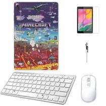 Adesivo Galaxy Tab S7 Plus T970/t975 Minecraft /Tecl/Mou/Can/Pel Branco - Skin Zabom