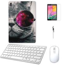 Adesivo Galaxy Tab S8 Plus SM-X806 Gato Cósmico /Tecl/Mou/Can/Pel Branco