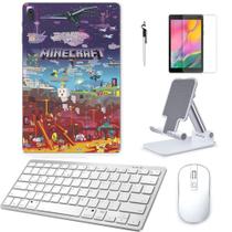 Adesivo Galaxy Tab S8 Plus SM-X806 Minecraft /Sup/Tecl/Mou/Can/Pel Branco - Skin Zabom