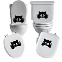 Adesivo gato 1 vaso sanitário privada caixa acoplada descarga azulejo box vidro superficie liza deco Adesivo gato 1 vaso sanitário privada caixa acoplada descarga azulejo box vidro superficie liza deco