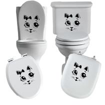 Adesivo gato 2 vaso sanitário privada caixa acoplada descarga azulejo box vidro superficie liza deco