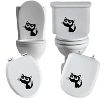 Adesivo gato 4 vaso sanitário privada caixa acoplada descarga azulejo box vidro superficie liza deco