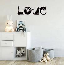 Adesivo Gato Love Cor Preto - Decoração Quartos e Salas.