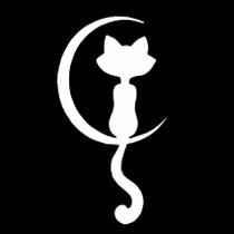 Adesivo gato lua parede porta box Adesivo gato lua parede porta box