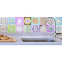 Adesivo Imitando Azulejo Patchwork Mandala Decoração Cozinha