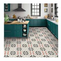 Adesivo impermeável para chão piso floral indiano 40 x 40