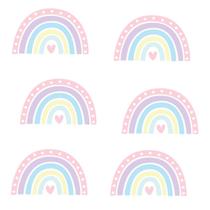 Adesivo Infantil Arco Iris de Parede Decorativo Boho Tons Pasteis c/ 26uni