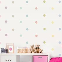Adesivo Infantil Bolinhas Coloridas - 120 Mini Bolinhas em Tom Pastel