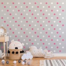 Adesivo Infantil Bolinhas Rosa e Branco-132un Adesivo Infantil Bolinhas Rosa e Branco-132un