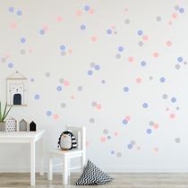 Adesivo Infantil Bolinhas Tons de Azul, Cinza e Rosa 108un Adesivo Infantil Bolinhas Tons de Azul, Cinza e Rosa 108un