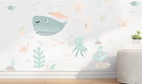Adesivo Infantil Fundo do Mar em Rosê e Verde Água - Decoração Criativa