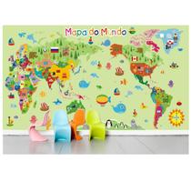 Adesivo Infantil Mapa Mundi Papel De Parede 2m² Colorido M08