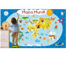 Adesivo Infantil Papel De Parede Mapa Mundi Zoo Safari 04