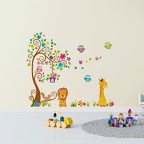 Adesivo Infantil Safari Zoo Arvore Animais Grande