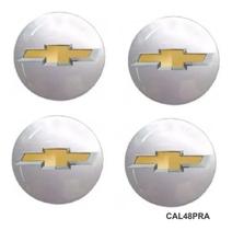 Adesivo Kit 4 Emblema Resinado Calota Roda 48mm Gm Prata