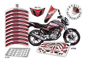 Adesivo Kit Carenagem Cg160 Titan Friso Rabeta Vermelho