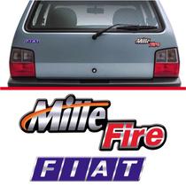 Adesivo kit Emblema Mille Ex + Fiat Para Fiat Uno Resinado Adesivo kit Emblema Mille Ex + Fiat Para Fiat Uno Resinado
