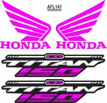 Adesivo Kit Faixa Honda Cg Titan 150 Resinado Asa Rosa - Resitank
