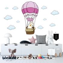 Adesivo Kit Infantil alpaca ilhama balão rosa nuvem