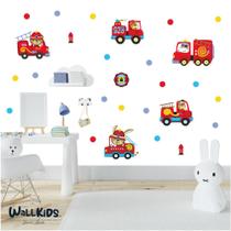 Adesivo kit infantil animais caminhão bombeiro