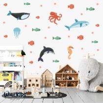 Adesivo kit infantil animais do mar coloridos