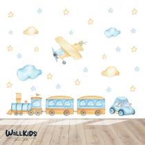 Adesivo kit infantil avião trem carro menino