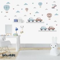 Adesivo kit infantil carros e balões azul menino