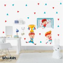 Adesivo kit infantil crianças felizes celebrando futebol - Wallkids