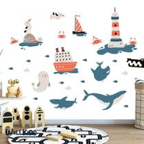 Adesivo kit infantil fundo do mar e barcos
