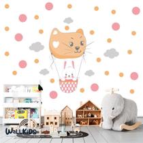 Adesivo Kit Infantil menina coelho balão gato zoo