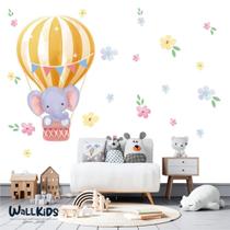 Adesivo Kit Infantil menina menino elefante balão flores