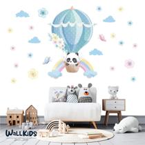 Adesivo Kit Infantil menino balão arco íris panda safári