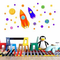Adesivo Kit Infantil menino foguete planetas colorido