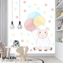 Adesivo kit infantil ovelha aquarela com balões