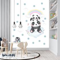 Adesivo kit infantil panda arco-íris papai e bebê