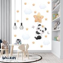 Adesivo kit infantil panda fofo com estrelas