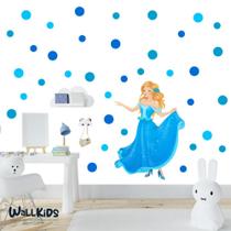 Adesivo kit infantil princesa bonita vestido azul