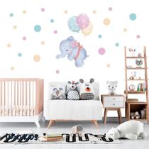 Adesivo Kit Infantil quarto menina elefante balões
