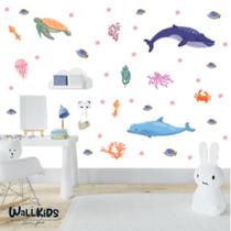 Adesivo kit infantil set animais marinhos bonitos