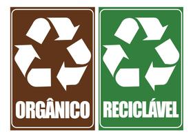 Adesivo Lixeiras Resíduos Reciclável e Orgânico 19x13cm