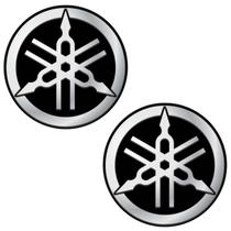 Adesivo Logo Yamaha Diapasões Cromado Resinado Par 55mm