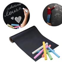 Adesivo lousa quadro negro 1 metro papel parede contact kit completo giz 1m x 45cm preto lavavel escola
